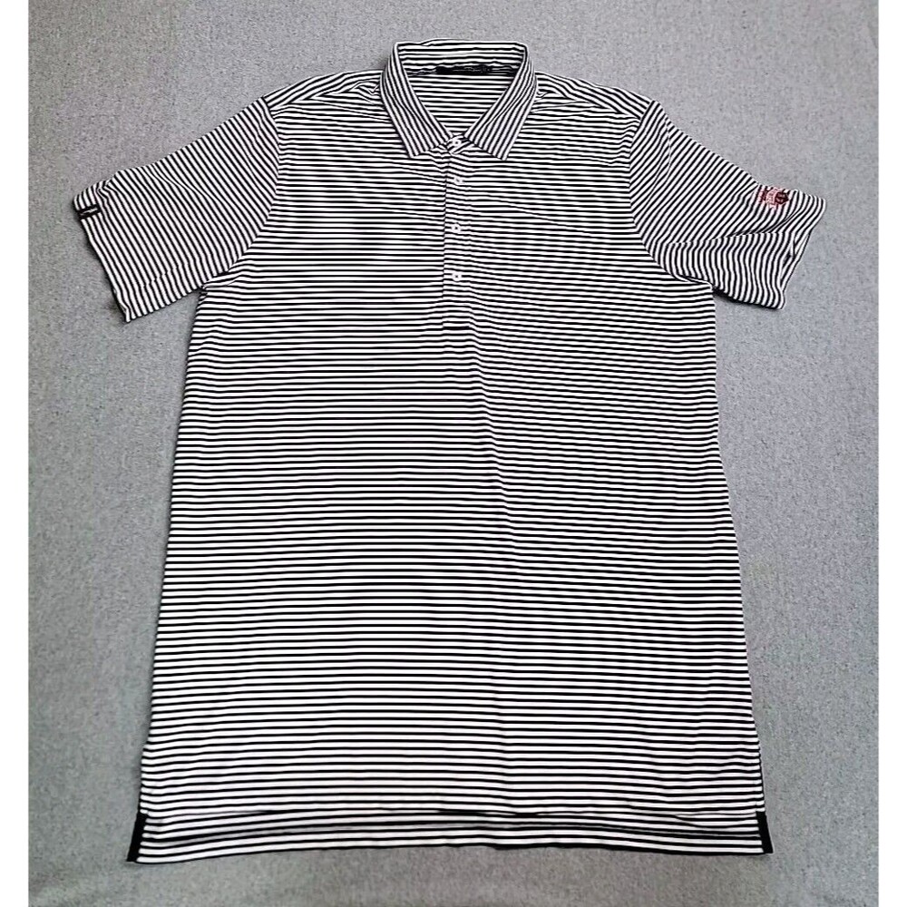Ralph Lauren RLX Polo Shirt Mens XL Blue White Stripe Performance Golf‎ Stretch